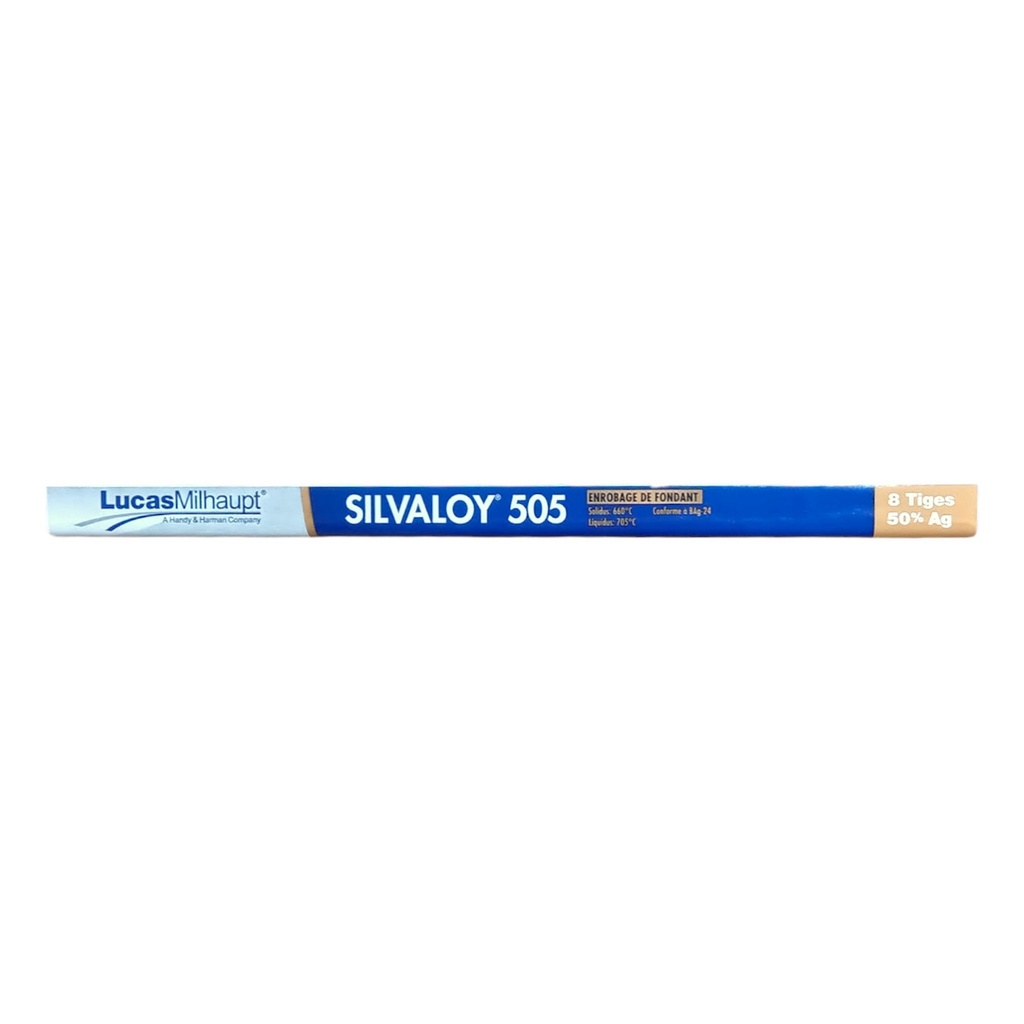 SILVALOY 505 FLUX COATED WHITE ROD .062 X 18" x 8 STICK TUBE 