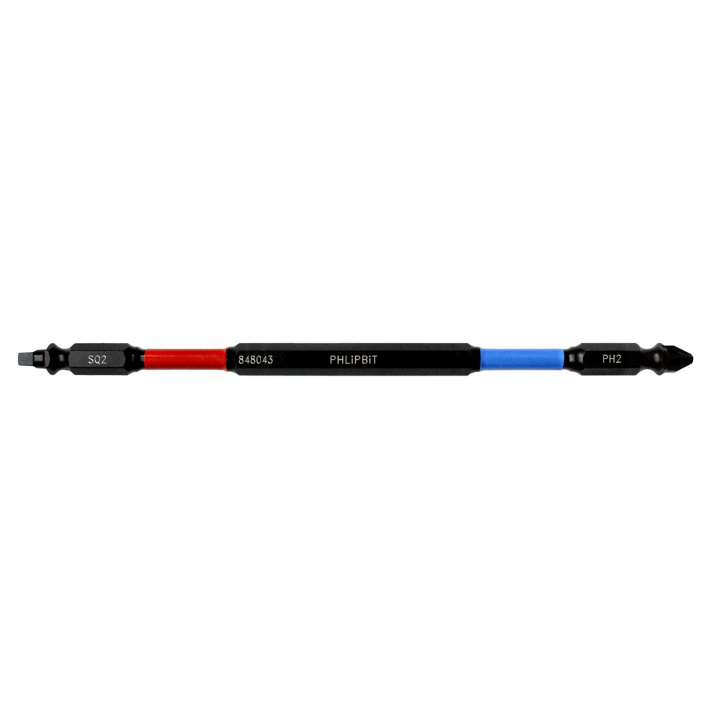 PHLIPBIT SQ2-PH2 RED/BLUE 6" DOUBLE-ENDED IMPACT BIT