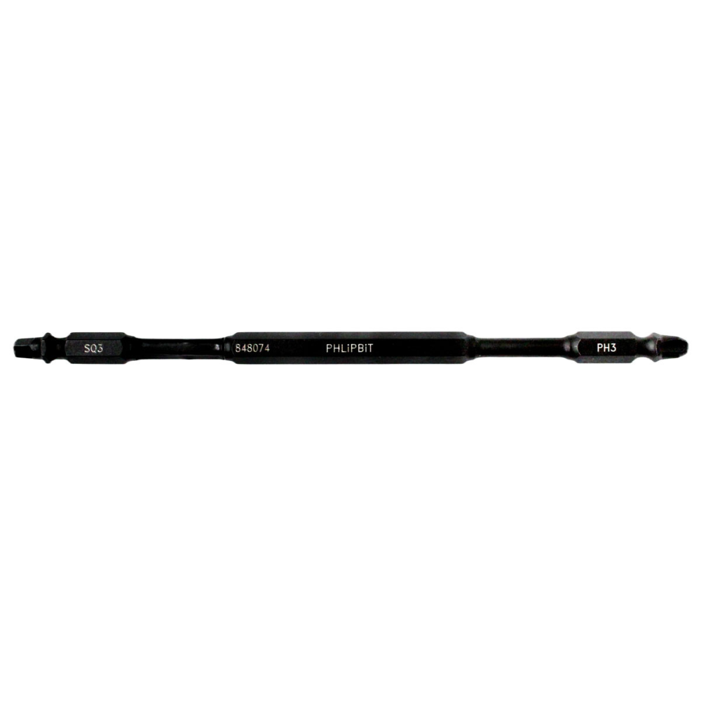 PHLIPBIT SQ3-PH3 BLACK/BARE 6" DOUBLE-ENDED IMPACT BIT