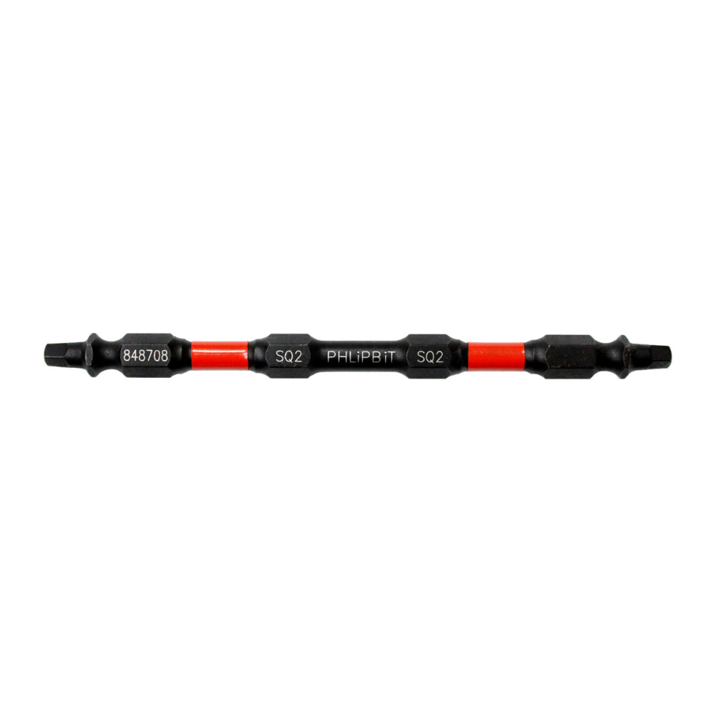 PHLIPBIT SQ2-SQ2 RED/RED 4" DOUBLE-ENDED IMPACT BIT