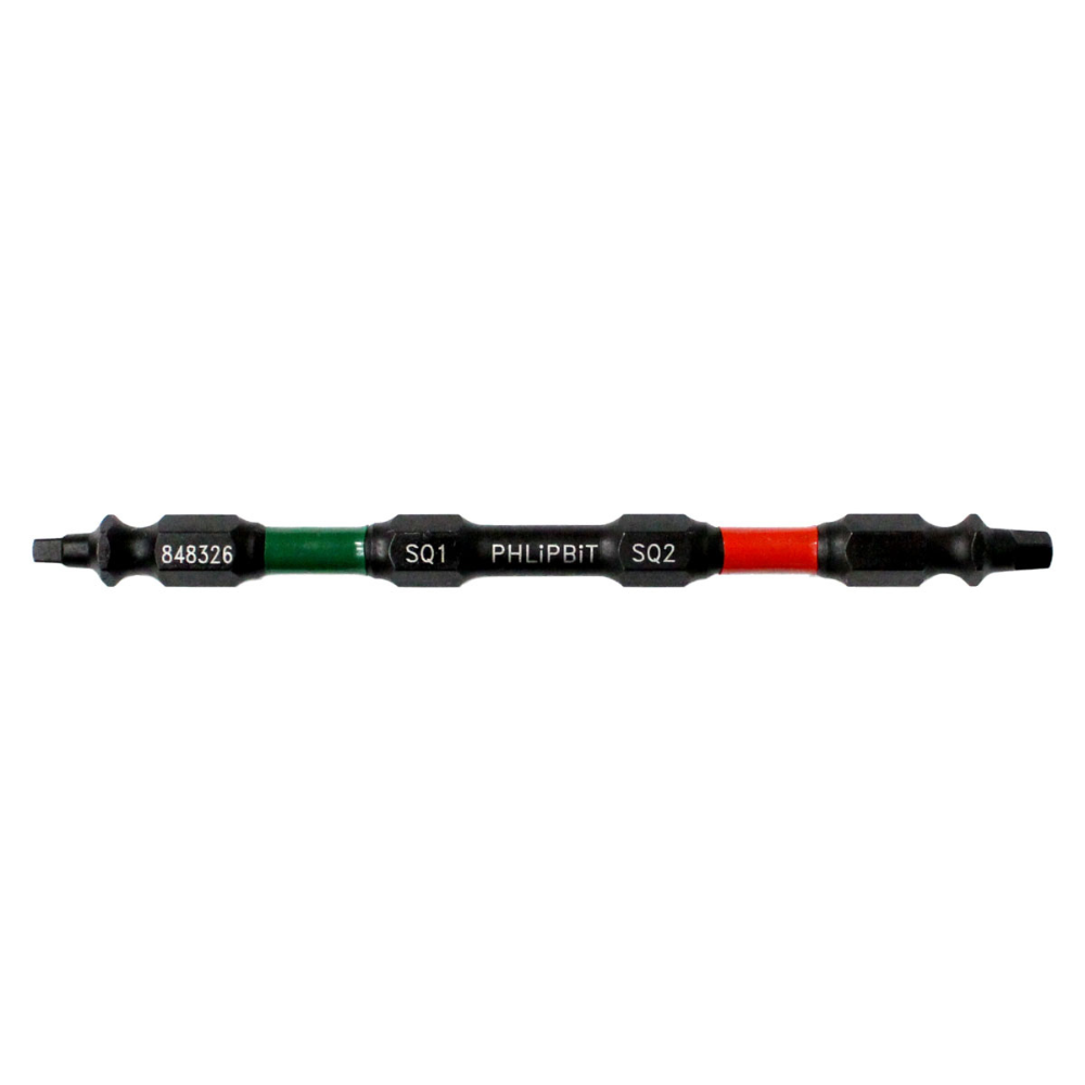 PHLIPBIT SQ1-SQ2 GREEN/RED 4" DOUBLE-ENDED IMPACT BIT