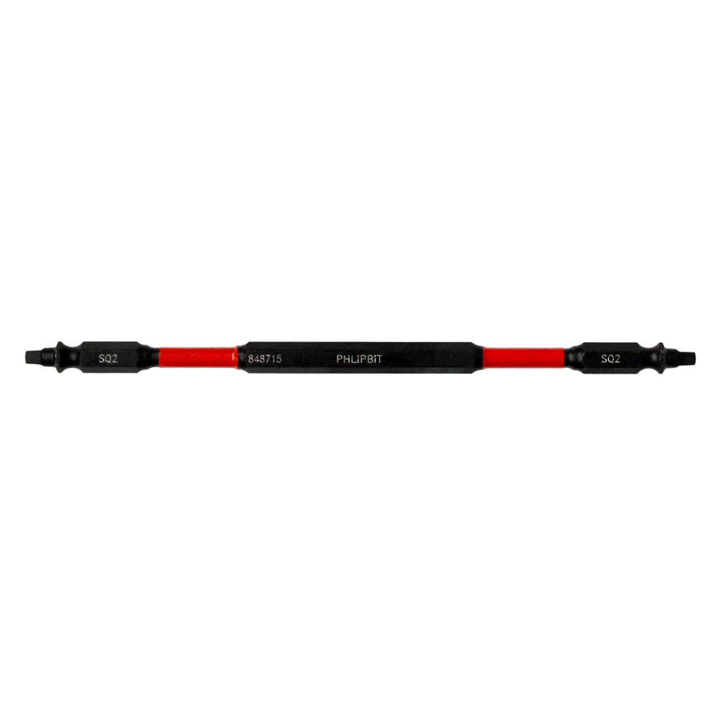 PHLIPBIT SQ2-SQ2 RED/RED 6" DOUBLE-ENDED IMPACT BIT