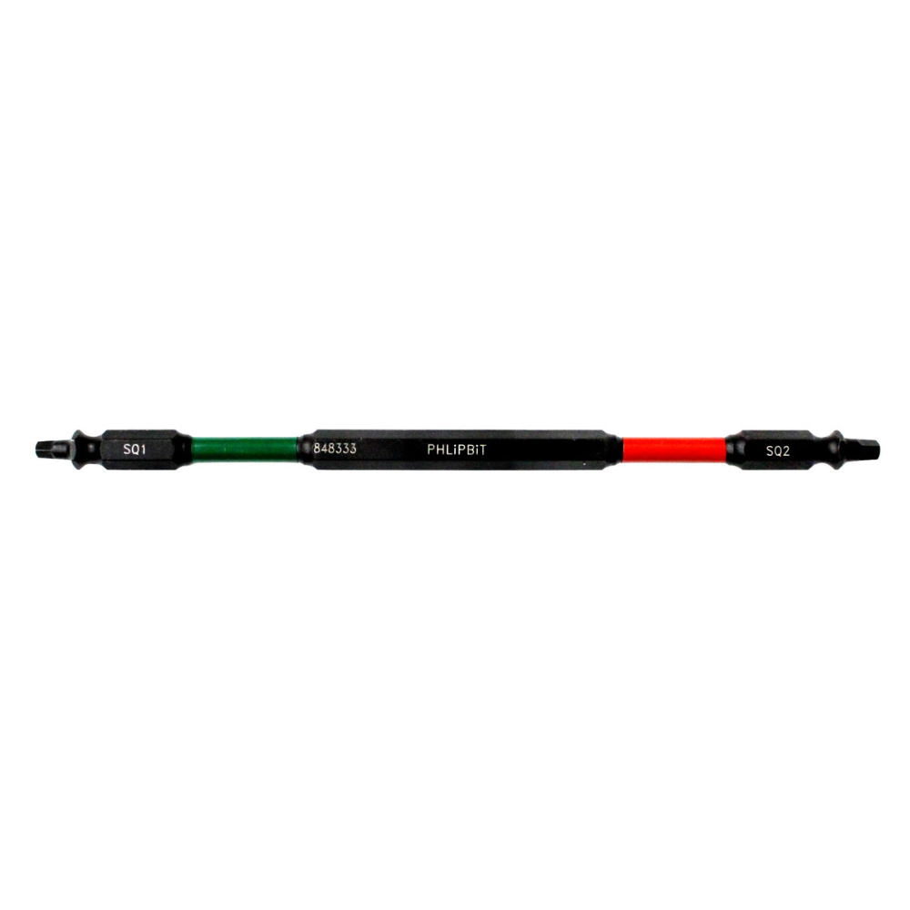 PHLIPBIT SQ1-SQ2 GREEN/RED 6" DOUBLE-ENDED IMPACT BIT