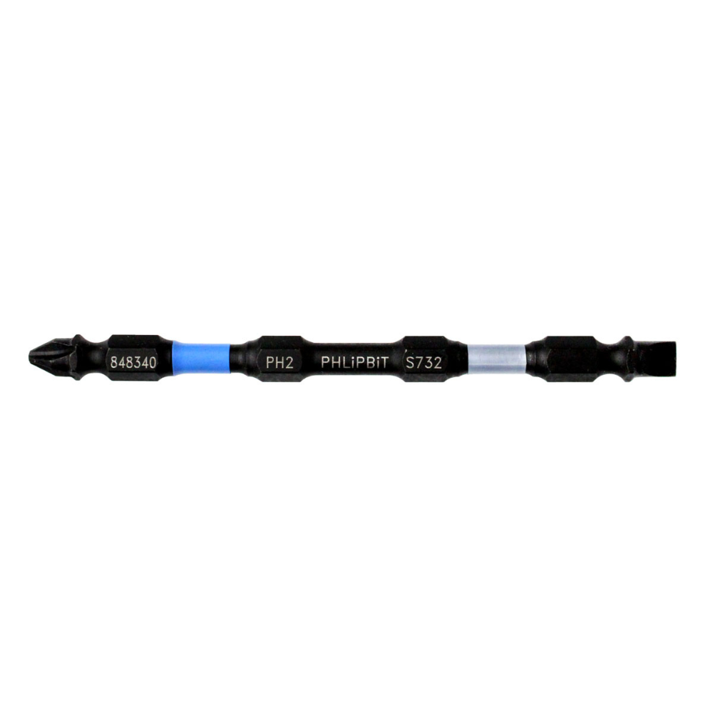 PHLIPBIT SL7-PH2 SILVER/BLUE 4" DOUBLE-ENDED IMPACT BIT