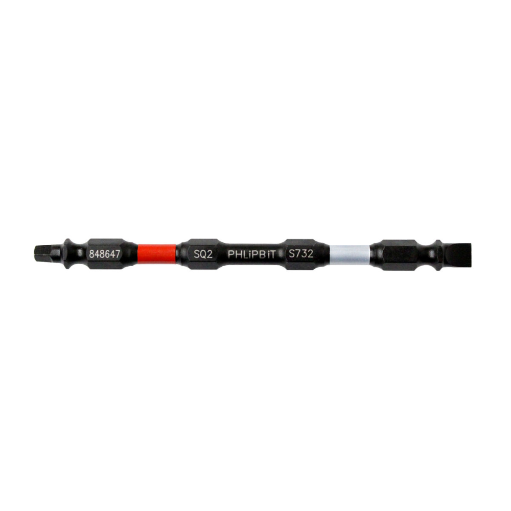 PHLIPBIT SL7-SQ2 SILVER/RED" DOUBLE-ENDED IMPACT BIT