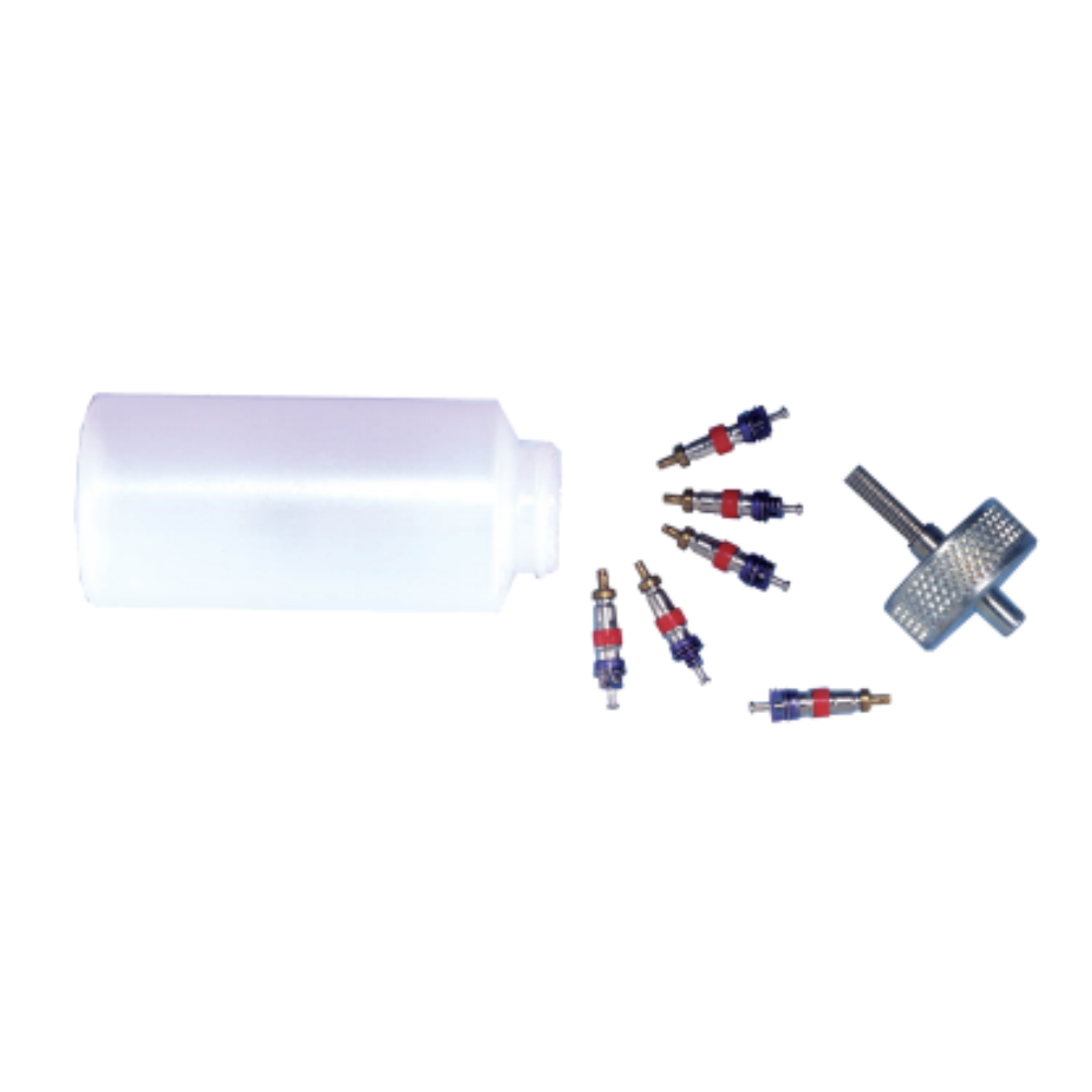 SF3800 VALVE CORE CONTAINER, WRENCH, THREAD CHASER AND (6) CORES