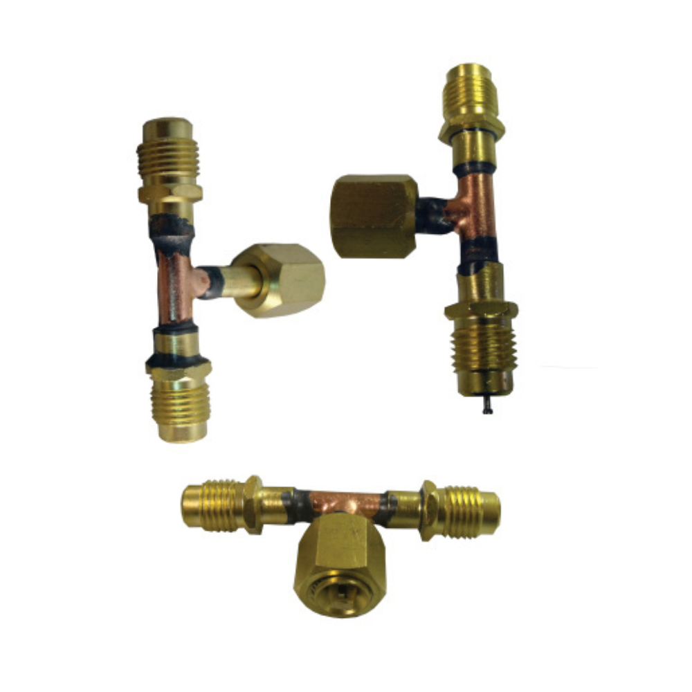 SF9602 TEE COPPER, 1/4" MALE FLARE X 1/4" MALE FLARE X FEMALE FLARE ON BRANCH - 2 EA