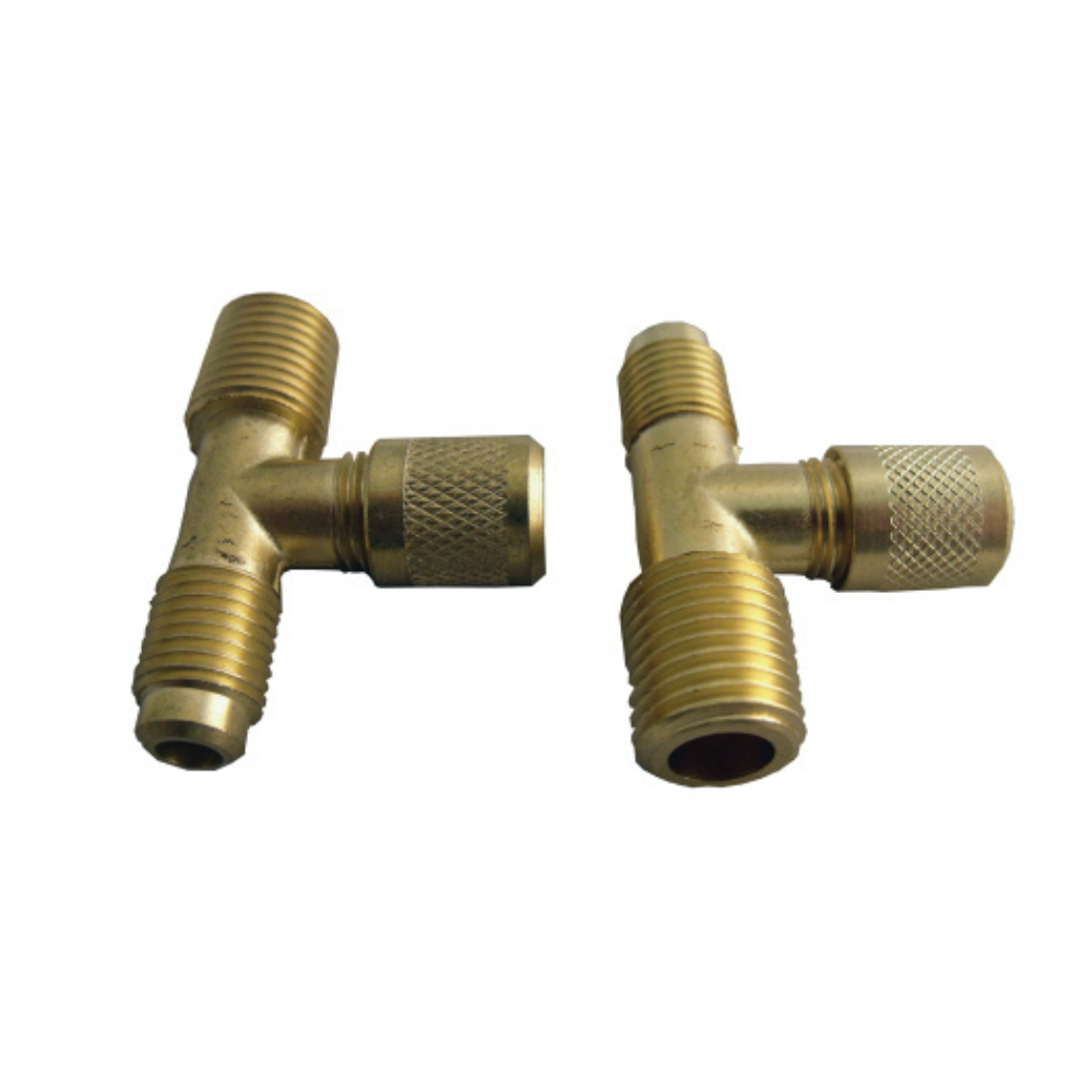 SF9614 TEE BRASS, 1/4" MALE FLARE X 1/4" MPT X 1/4" MALE FLARE ON BRANCH - 2 EA