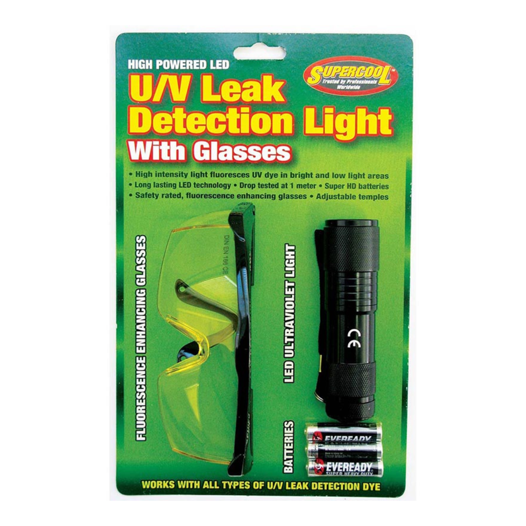 HIGH POWERED LED U/V LIGHT WITH U/V ENHANCING GLASSES IN CLAMSHELL