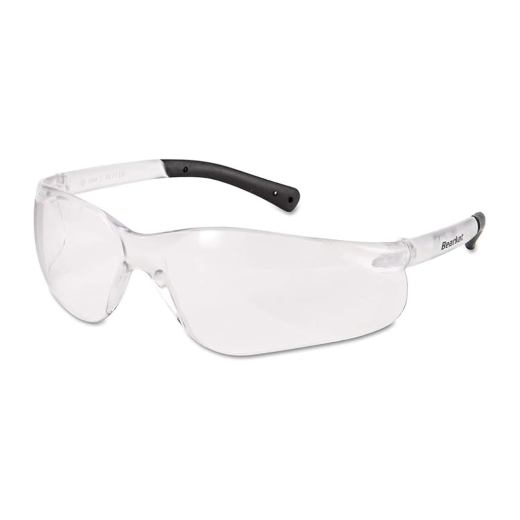 BEARKAT BK110AF SAFETY GLASSES, FRAMELESS, WRAPAROUND, PC, ANTI-FOG, BLACK/CLEAR, CSA, UV, M, UNISEX