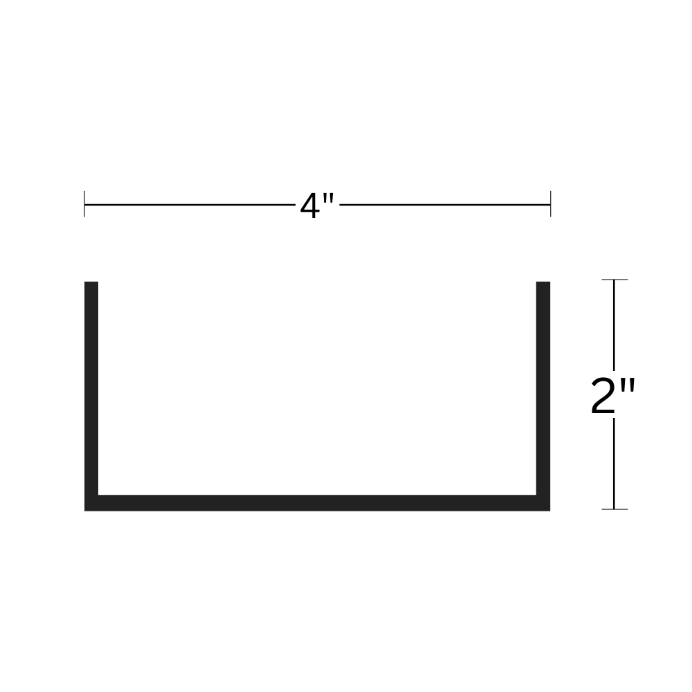 TRIM U-CHANNEL 2" x 4" x 2" x 10'