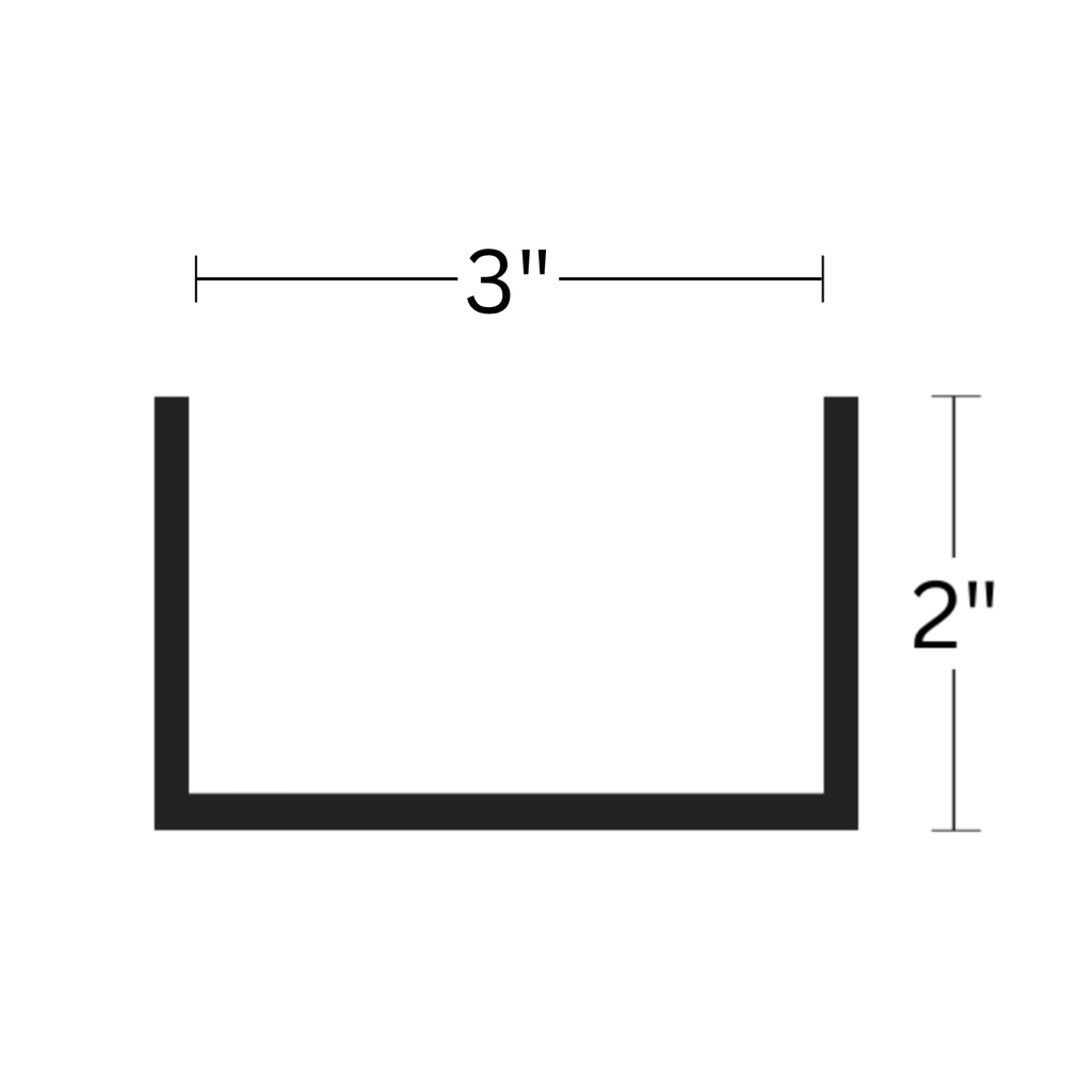 TRIM U-CHANNEL 2" x 3" x 2" x 10' WHITE
