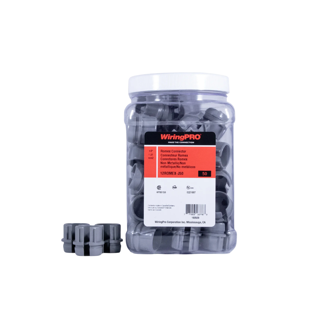 1/2" ROMEX CONNECTOR - NON-METALLIC 50/JAR