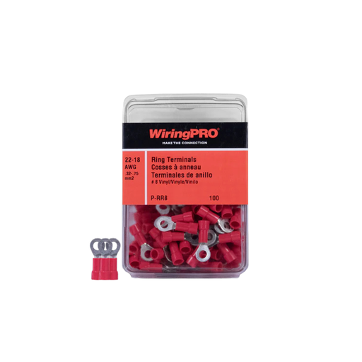 [P-RR8] 22-18 RING TONGUE TERMINAL #8 STUD 100/PKG