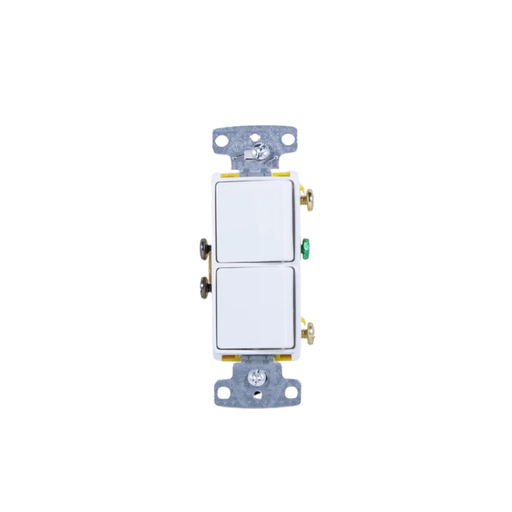 [P-15CRSW] 2 SINGLE POLE QUIET ROCKER SWTICH 15A 120V - WHITE