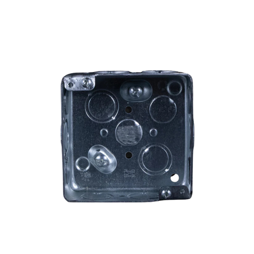 [P-52151] 4" SQUARE BOX 1-1/2"D  1/2" (2) 3/4" KNOCKOUTS