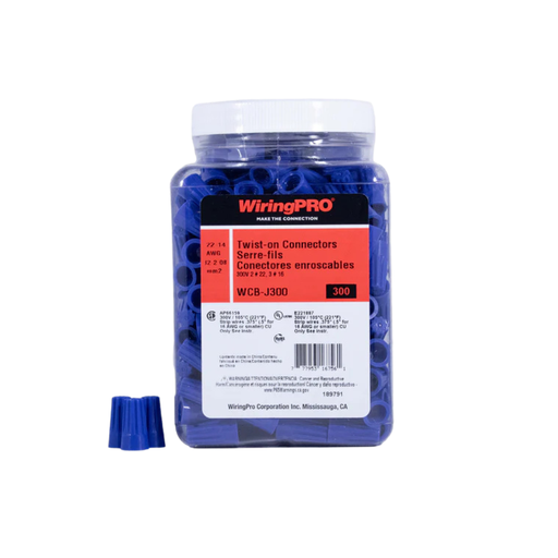 [WCB-J300] 22-14 TWIST-ON CONNECTOR - BLUE 300/JAR