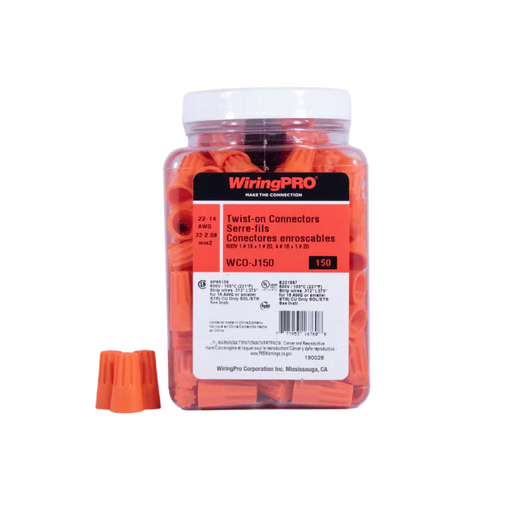 [WCO-J150] 22-14 TWIST-ON CONNECTOR - ORANGE 150/JAR