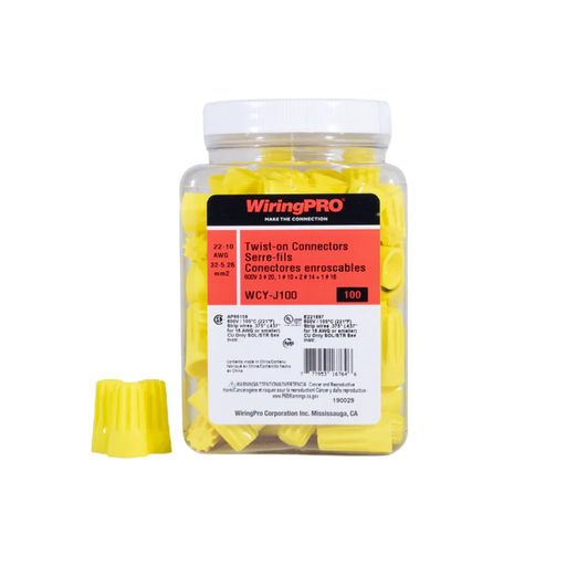 [WCY-J100] 22-10 TWIST-ON CONNECTOR - YELLOW 100/JAR