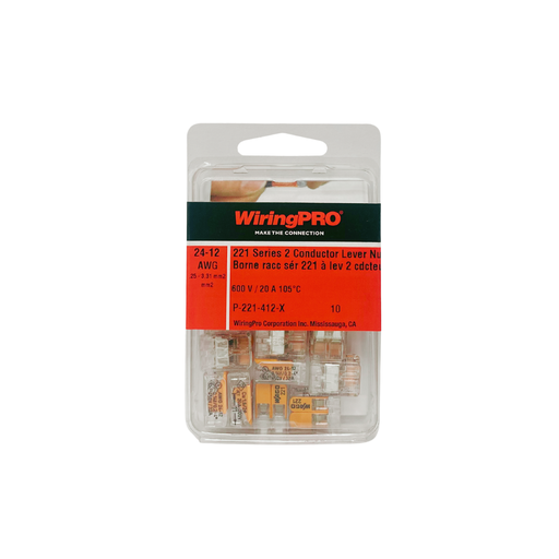 [P-221-412-X] 24-12 AWG 2C 221 SERIES SPLICE CONN - ORANGE
LEVERS 10/PKG
