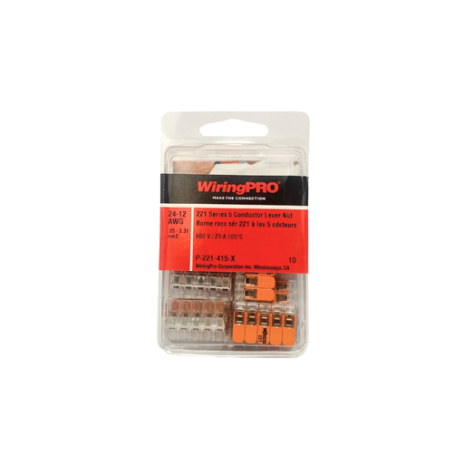 [P-221-415-X] 24-12 AWG 5C 221 SERIES SPLICE CONN - ORANGE
LEVERS 10/PKG