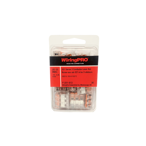 [P-221-613] 20-10 AWG 3C 221 SERIES SPLICE CONN - ORANGE
LEVERS 30/PKG