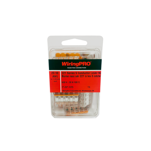 [P-221-615] 20-10 AWG 5C 221 SERIES SPLICE CONN - ORANGE
LEVERS 15/PKG