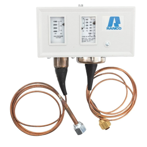 [O12-1594] O12-1594 DUAL PRESSURE CONTROL LOW PRESSURE 10" TO 100 PSI MANUAL RESET, HIGH PRESSURE 150 TO 450 PSI MANUAL RESET