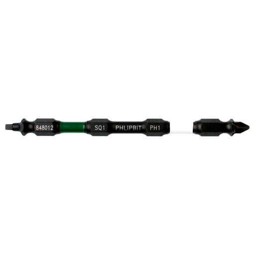 [848012] PHLIPBIT SQ1-PH1 GREEN/WHITE 4" DOUBLE-ENDED IMPACT BIT
