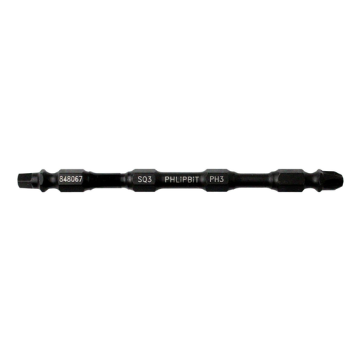 [848067] PHLIPBIT SQ3-PH3 BLACK/BARE 4" DOUBLE-ENDED IMPACT BIT