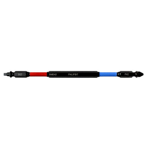 [848043] PHLIPBIT SQ2-PH2 RED/BLUE 6" DOUBLE-ENDED IMPACT BIT