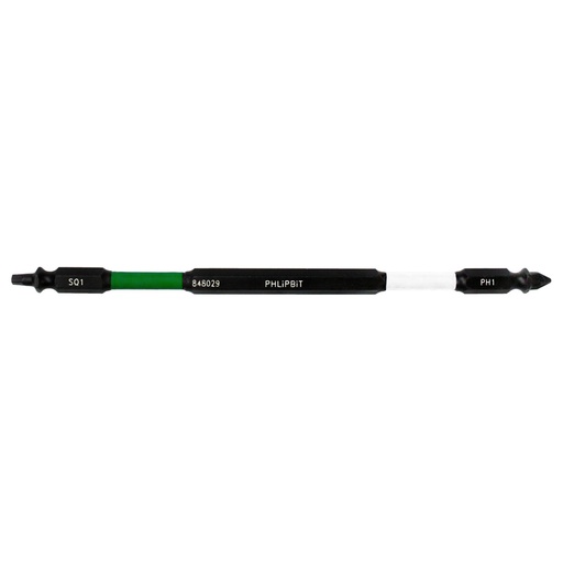 [848029] PHLIPBIT SQ1-PH1 GREEN/WHITE 6" DOUBLE-ENDED IMPACT BIT