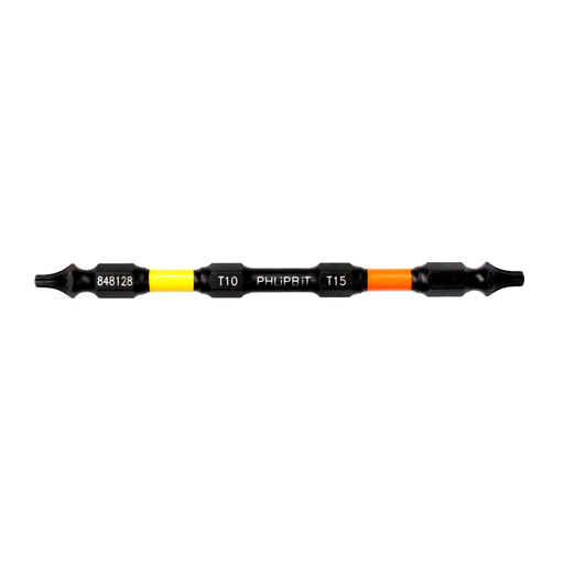 [848128] PHLIPBIT T10-T15 YELLOW/ORANGE 4" DOUBLE-ENDED IMPACT BIT
