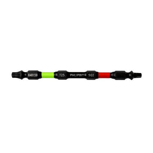 [848159] PHLIPBIT T25-SQ2 LIME/RED 4" DOUBLE-ENDED IMPACT BIT