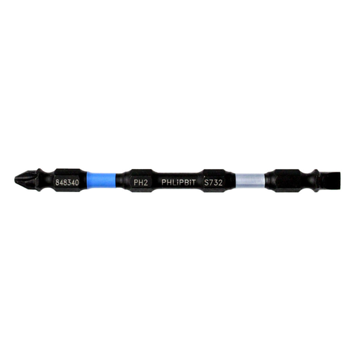 [848340] PHLIPBIT SL7-PH2 SILVER/BLUE 4" DOUBLE-ENDED IMPACT BIT