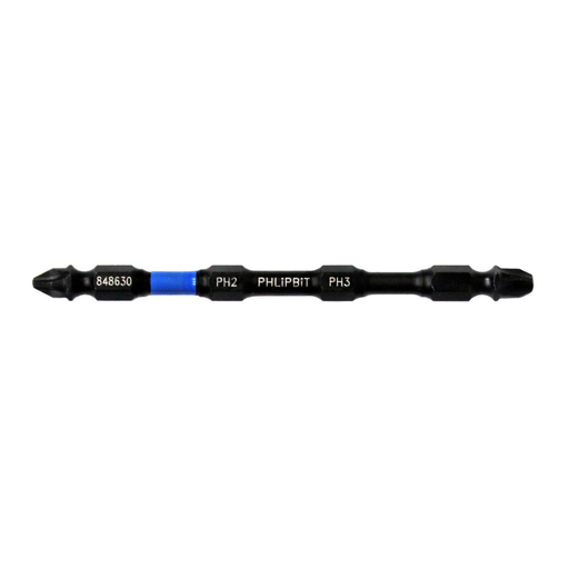 [848630] PHLIPBIT PH2-PH3 BLUE/BARE 4" DOUBLE-ENDED IMPACT BIT